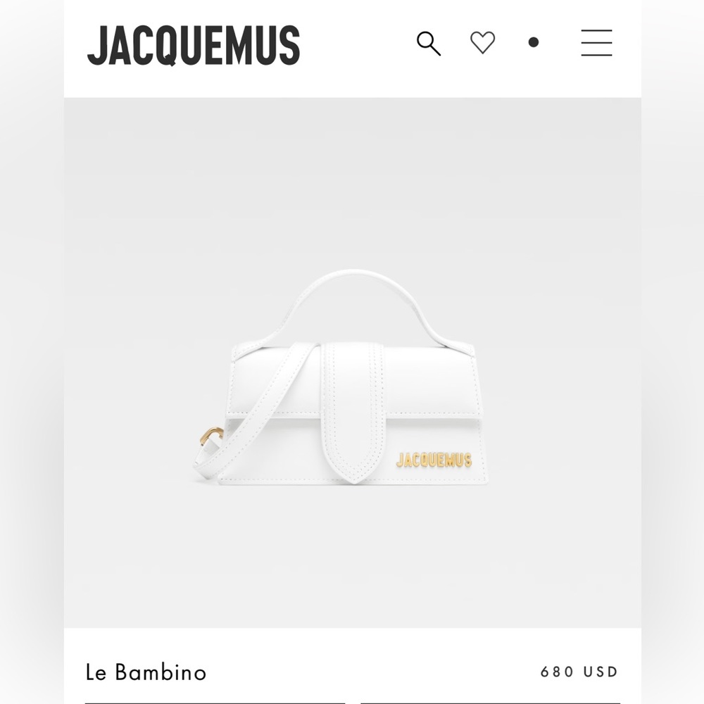 JACQUEMUS Le Bambino bag / White Leather + Gold Hardware / EUC / Crossbody